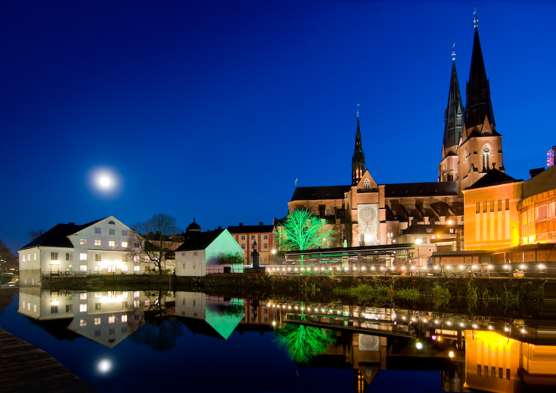 Uppsala riverside by night