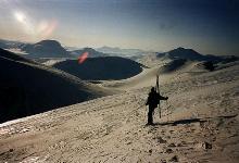 Descending from Kebnekaise's Toppstugan